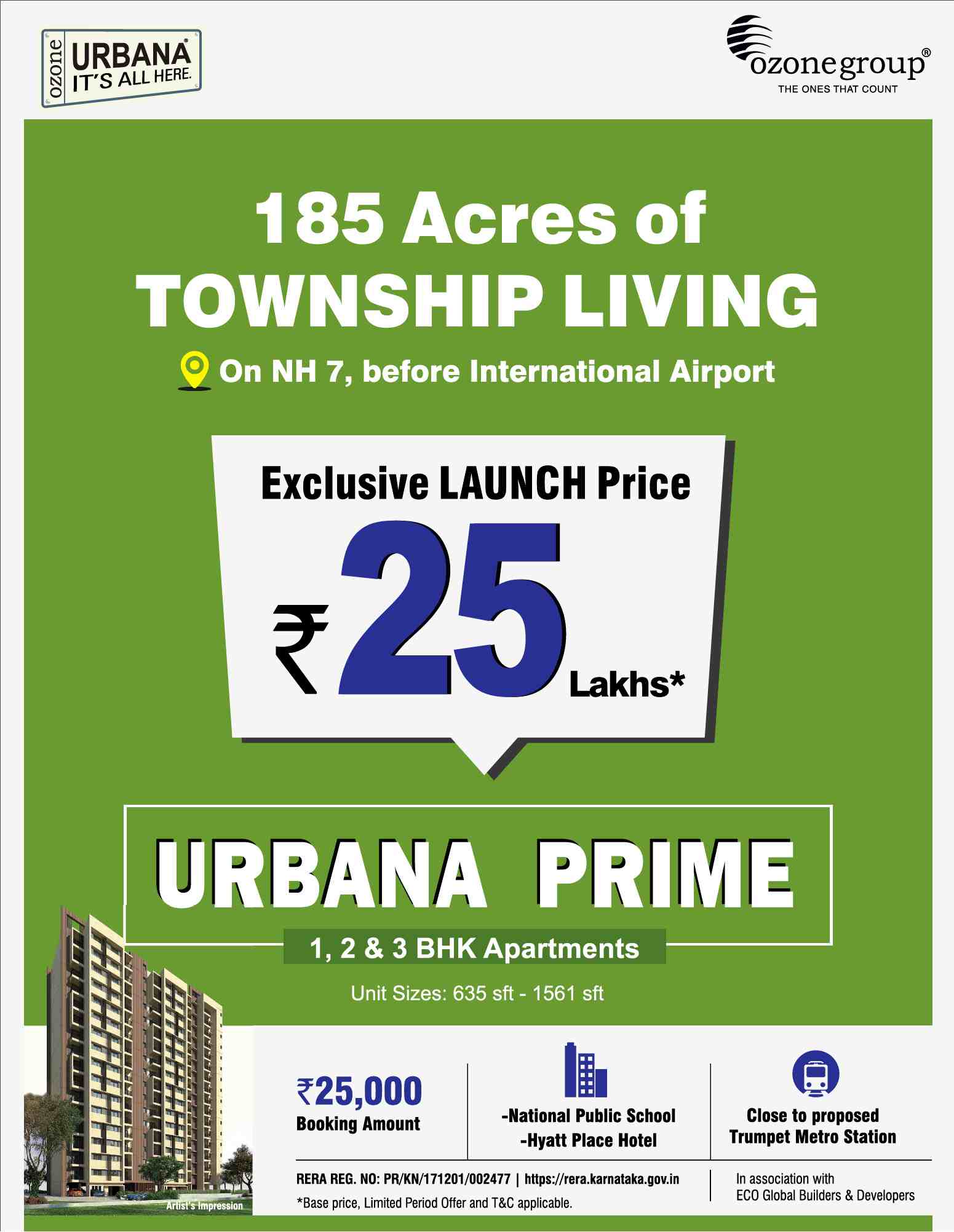 Pay Rs. 25,000 & book your home at Ozone Urbana Prime in Bangalore Update